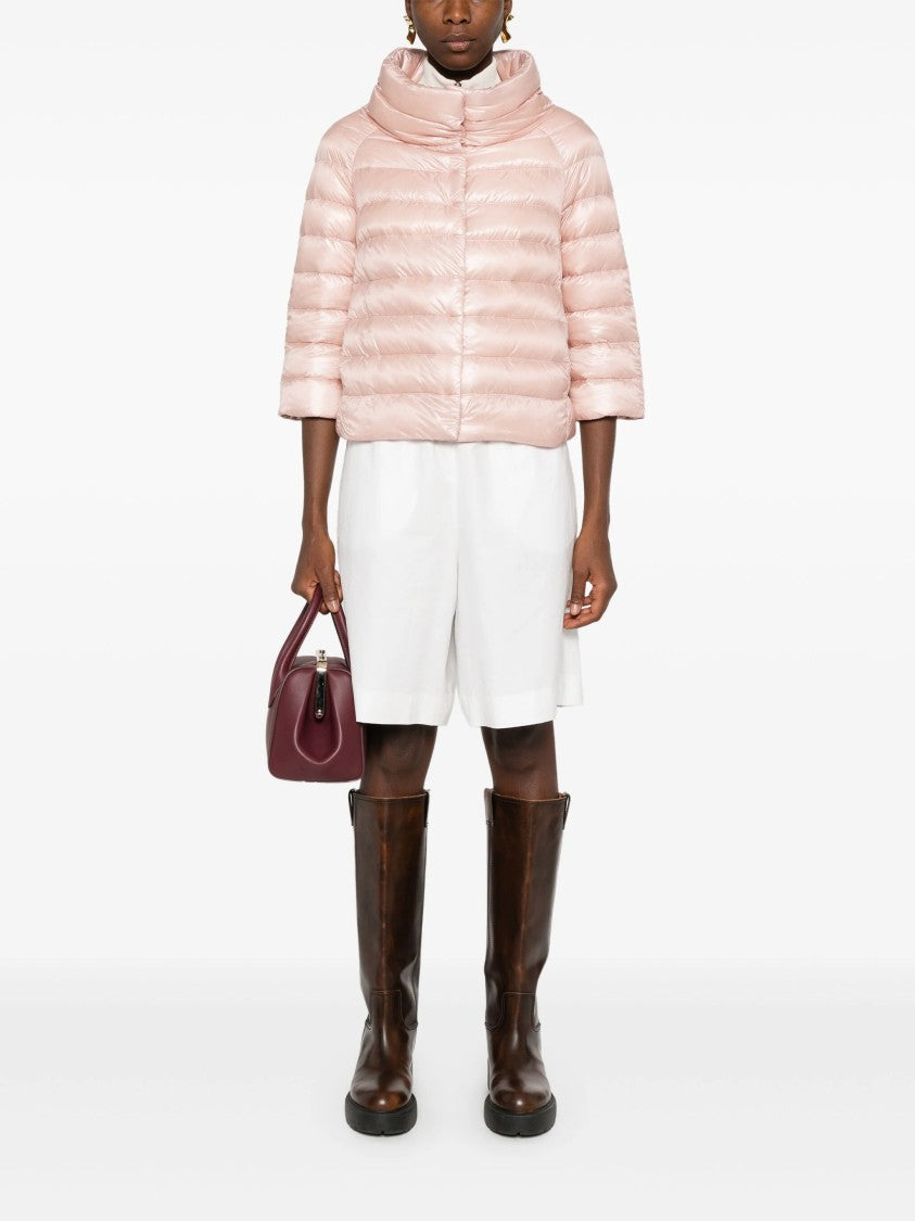 Herno Quilted Mini Jacket With High Collar And Jewel Sleeves