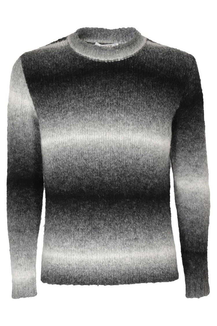 Kangra Black And White Gradient Striped Alpaca-Blend Sweater