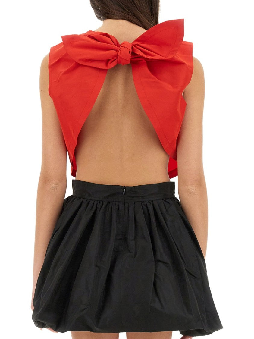Patou Cropped Red Top With Open Back