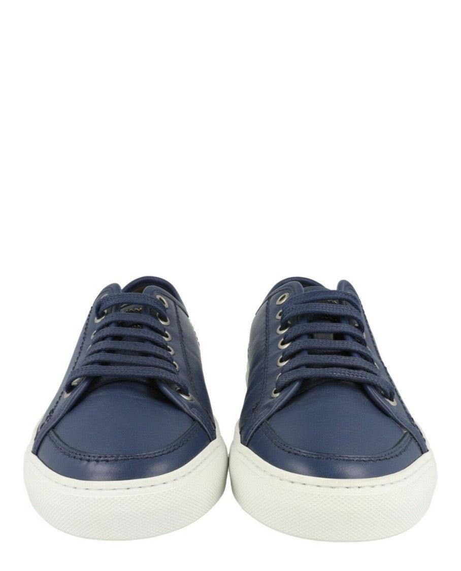 Brioni Leather Low-Top Tennis Sneakers With Silver-Tone Hardware