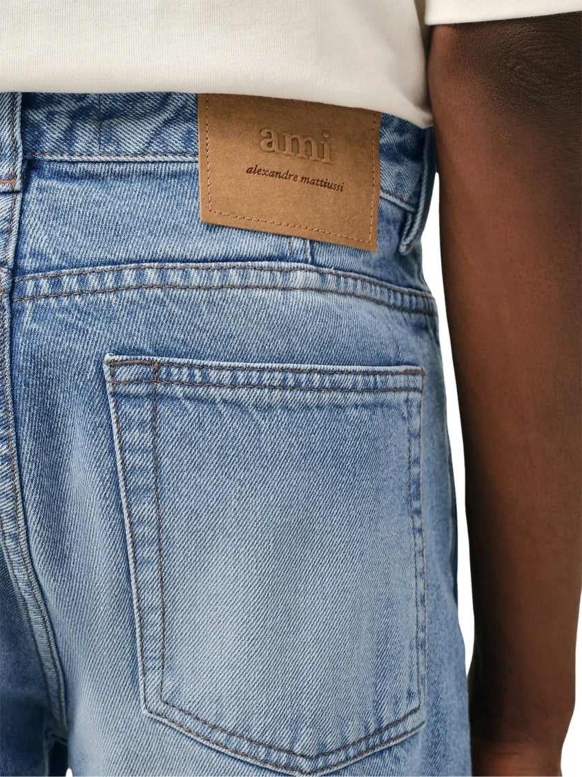 Ami Paris Light Blue Denim Straight-Leg Jeans