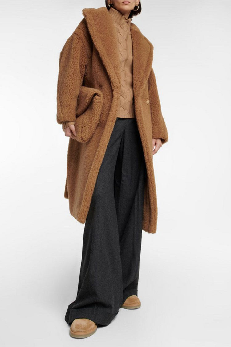Max Mara Camel Teddy Plush Double-Breasted Camel Coat