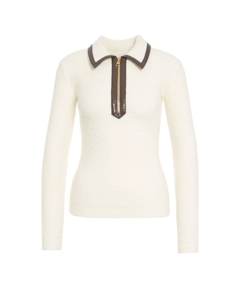 Elisabetta Franchi Knit Sweater With Polo Collar