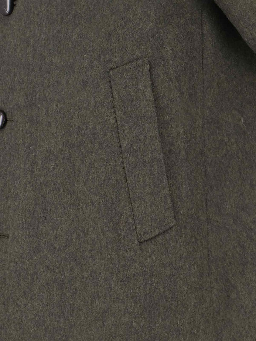 Caruso Classic Long-Silhouette Green Jacket With Textured Finish