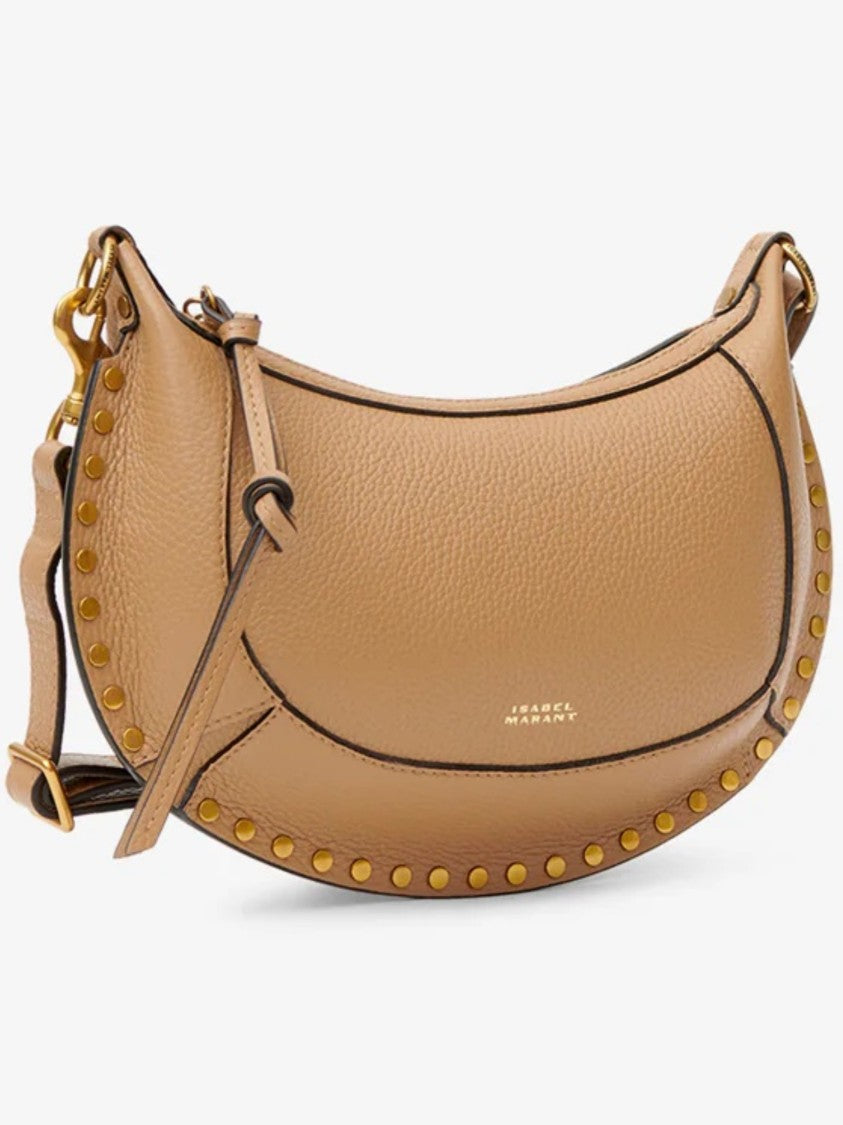 Isabel Marant Crescent-Shaped Brown Shoulder Bag With Gold-Tone Studs
