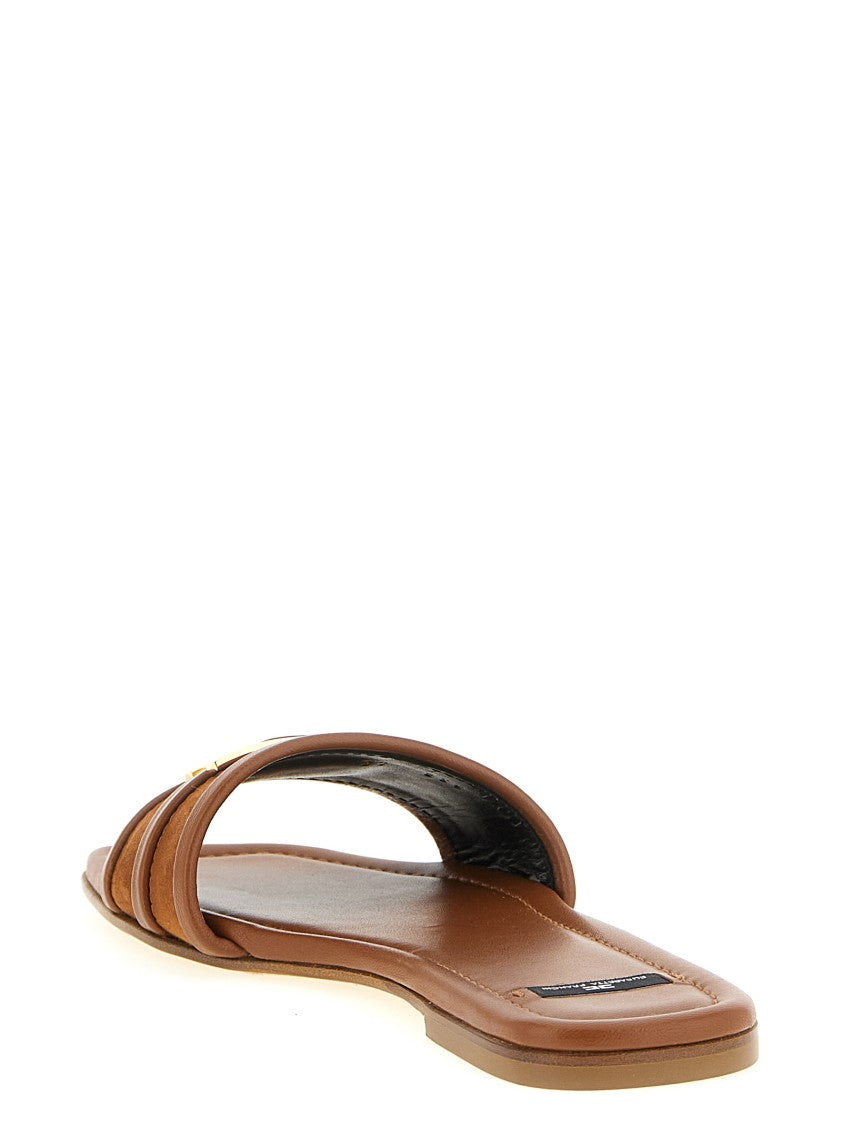 Elisabetta Franchi Suede And Smooth Leather Slides