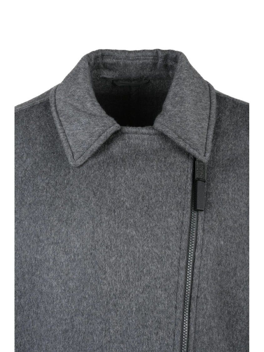 Brunello Cucinelli Contemporary Grey Oversized Cashmere Coat