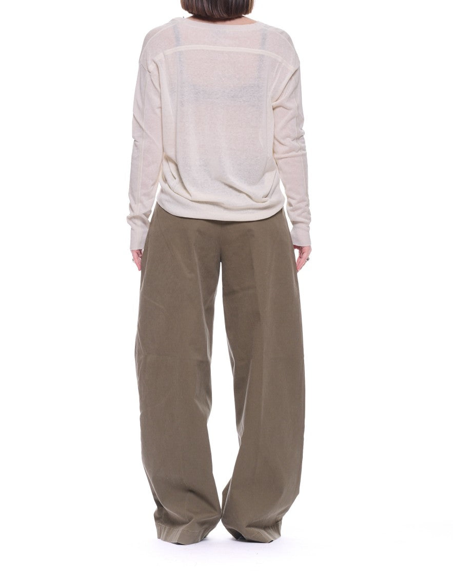 Hira Blue V-Neck Silk-Linen Blend Cardigan