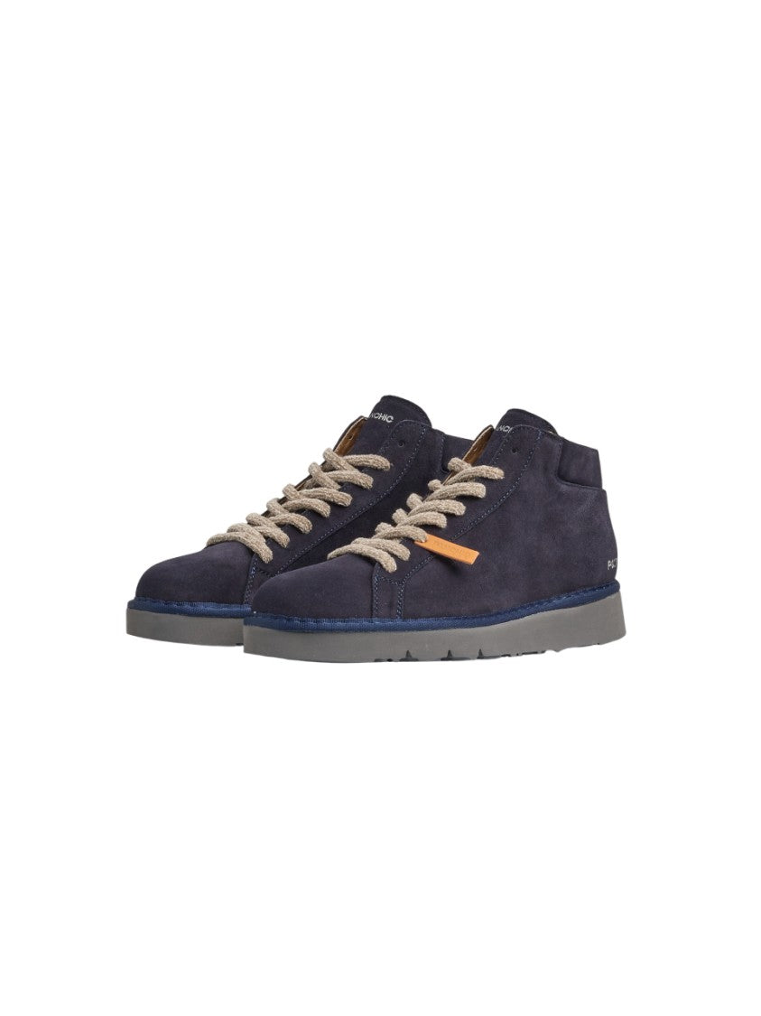 Panchic Men's Blue Suede Rubber Sole Ankle Boots