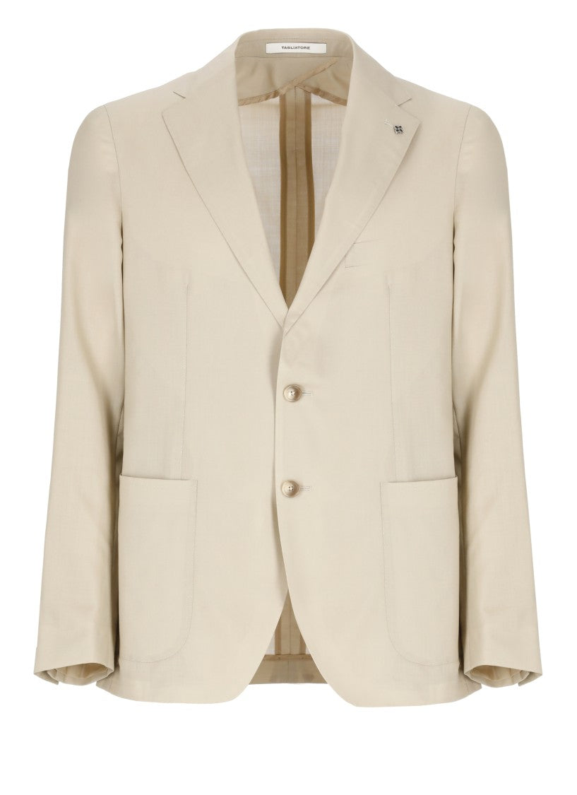 Tagliatore Beige Silk And Virgin Wool Jacket