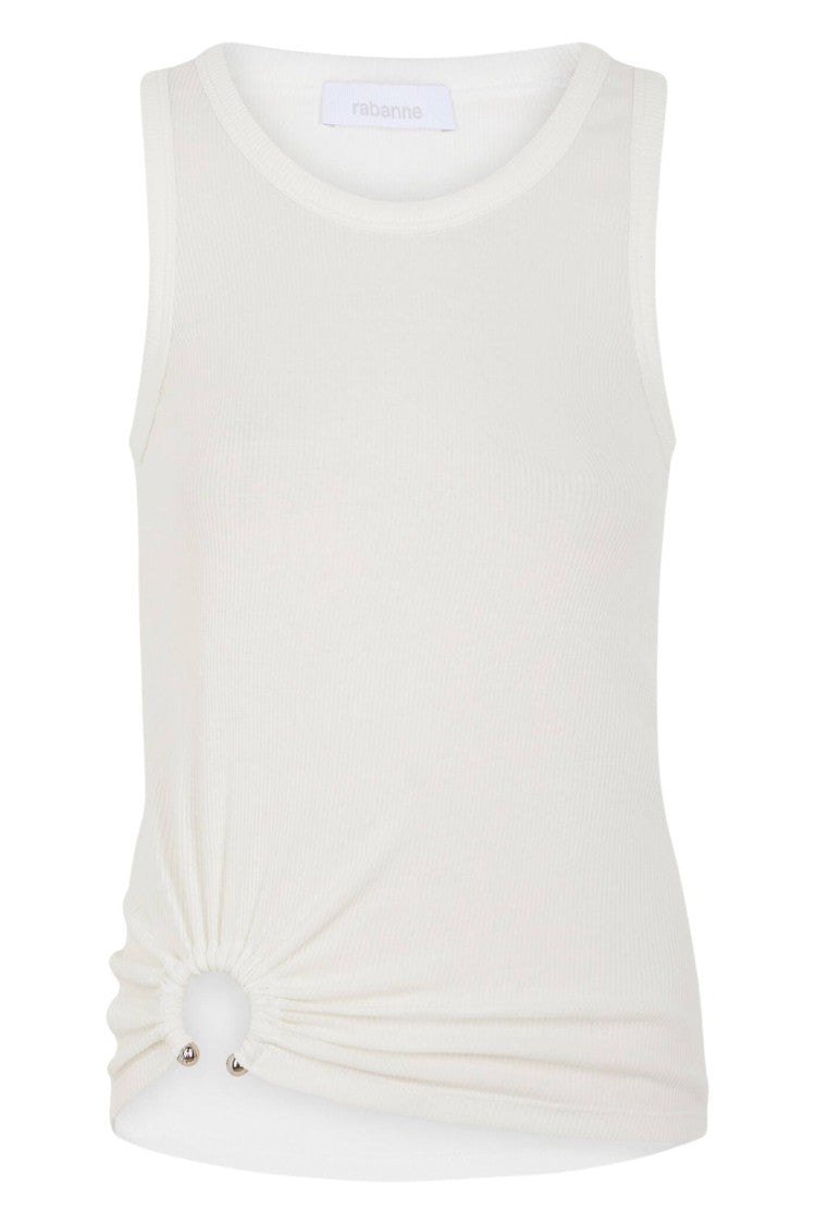 Rabanne White Signature Piercing Sleeveless Cotton Tank Top