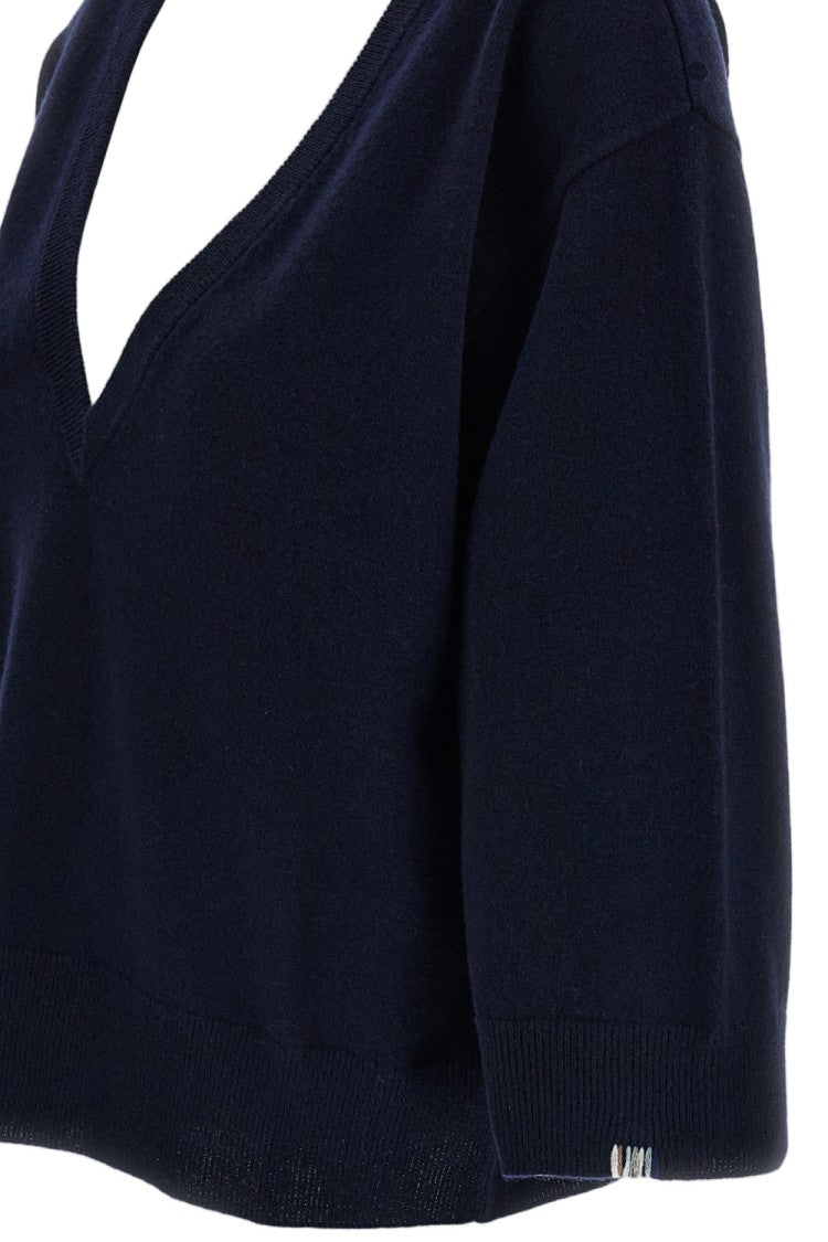 Extreme Cashmere Dark Blue Pearl Cashmere V-Neck Sweater