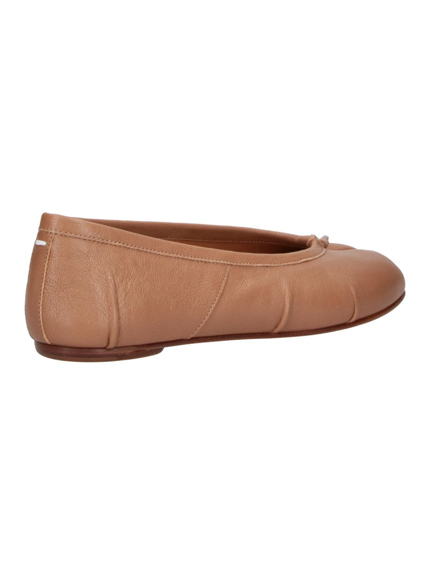 Maison Margiela Beige Sheepskin Leather Tabi Ballet Flats