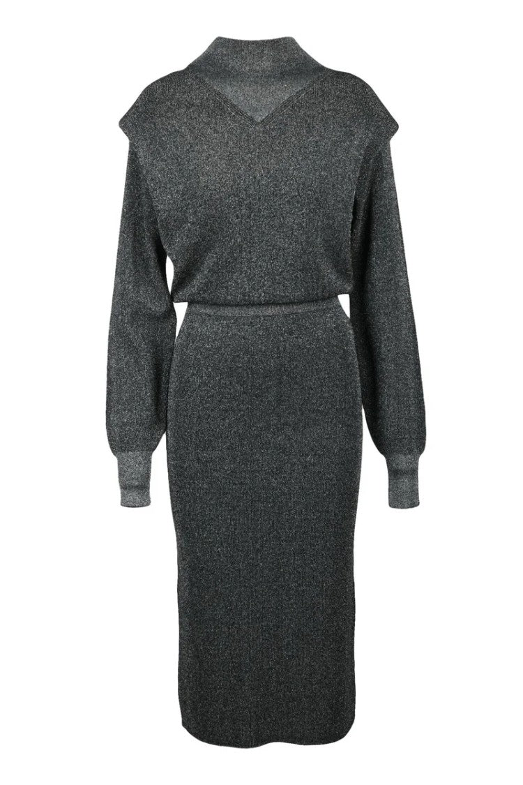 Iro Lamé Knit Dress - Black/Silver
