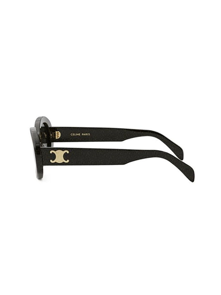 Celine Oval Black Sunglasses With Textured Finish