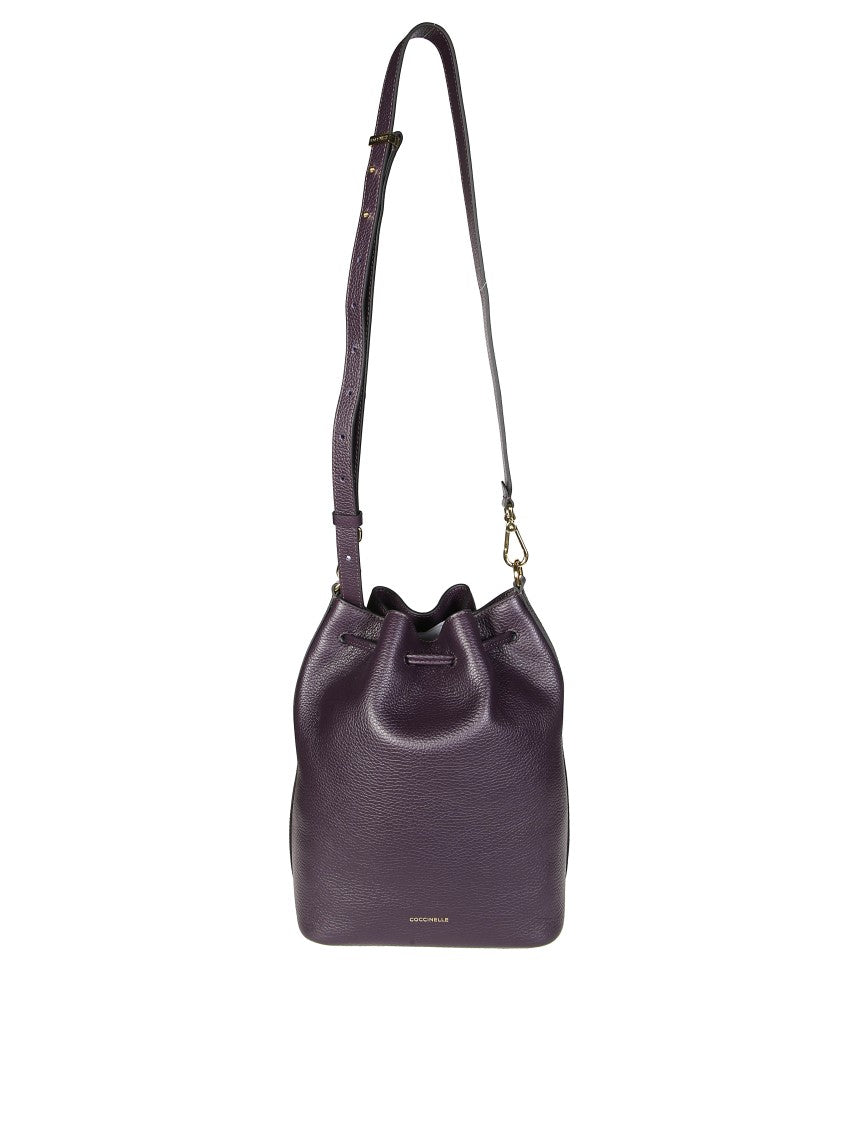 Coccinelle Bucket-Style Backpack In Textured Burgundy Leather