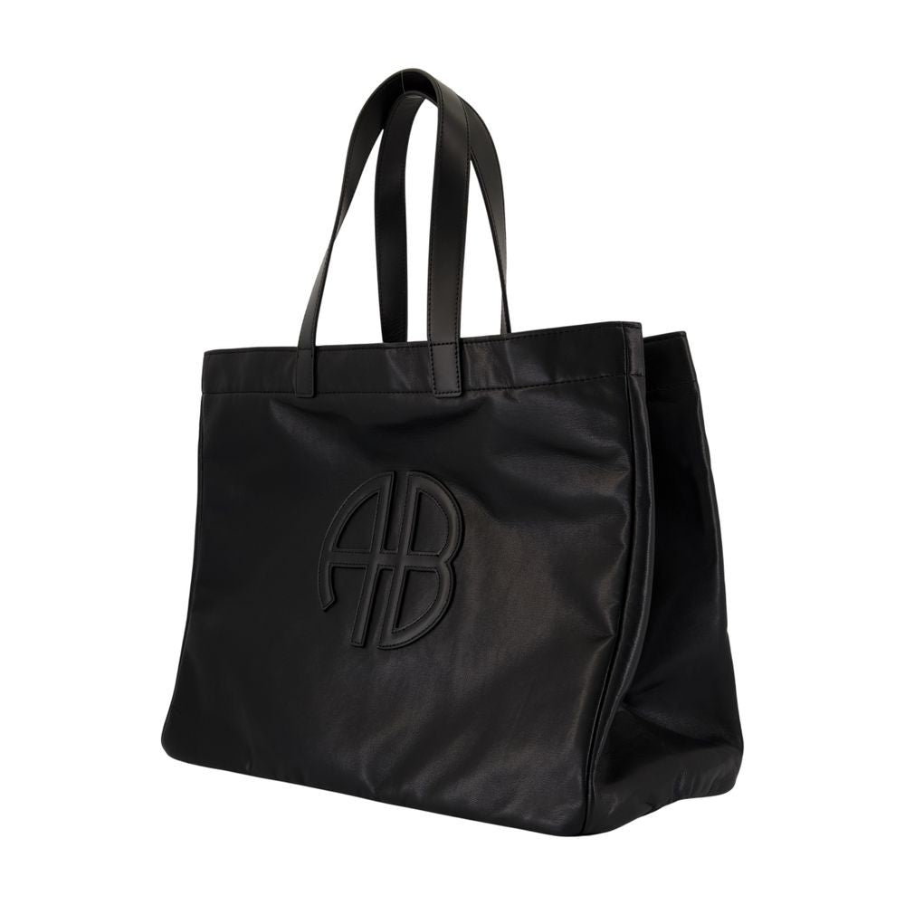 Anine Bing Large Rectangular Black Calfskin Shopping Bag