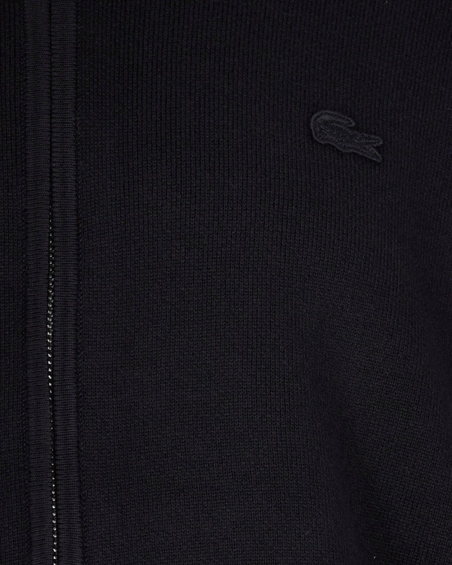 Lacoste Men's Black Zip-Up Sweatshirt With Bomber Collar