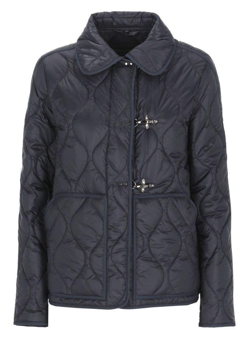 Fay Blue Quilted Hook-Fastening Jacket