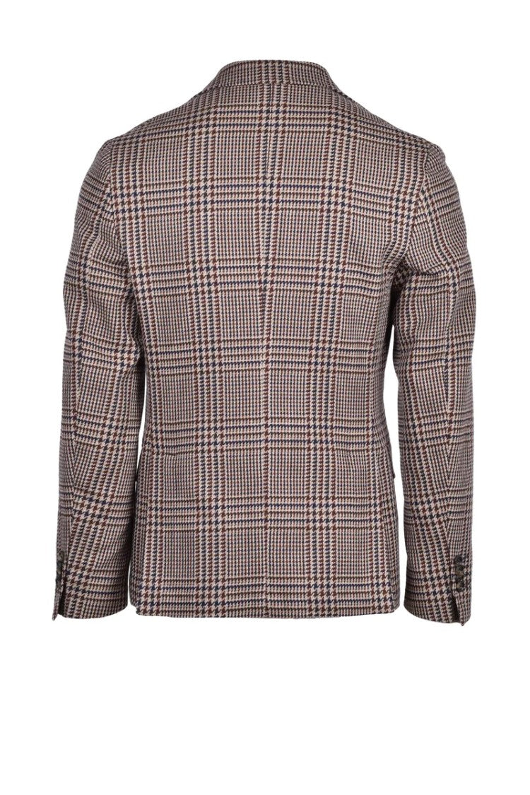 Manuel Ritz Beige And Brown Checkered Tailored Jacket