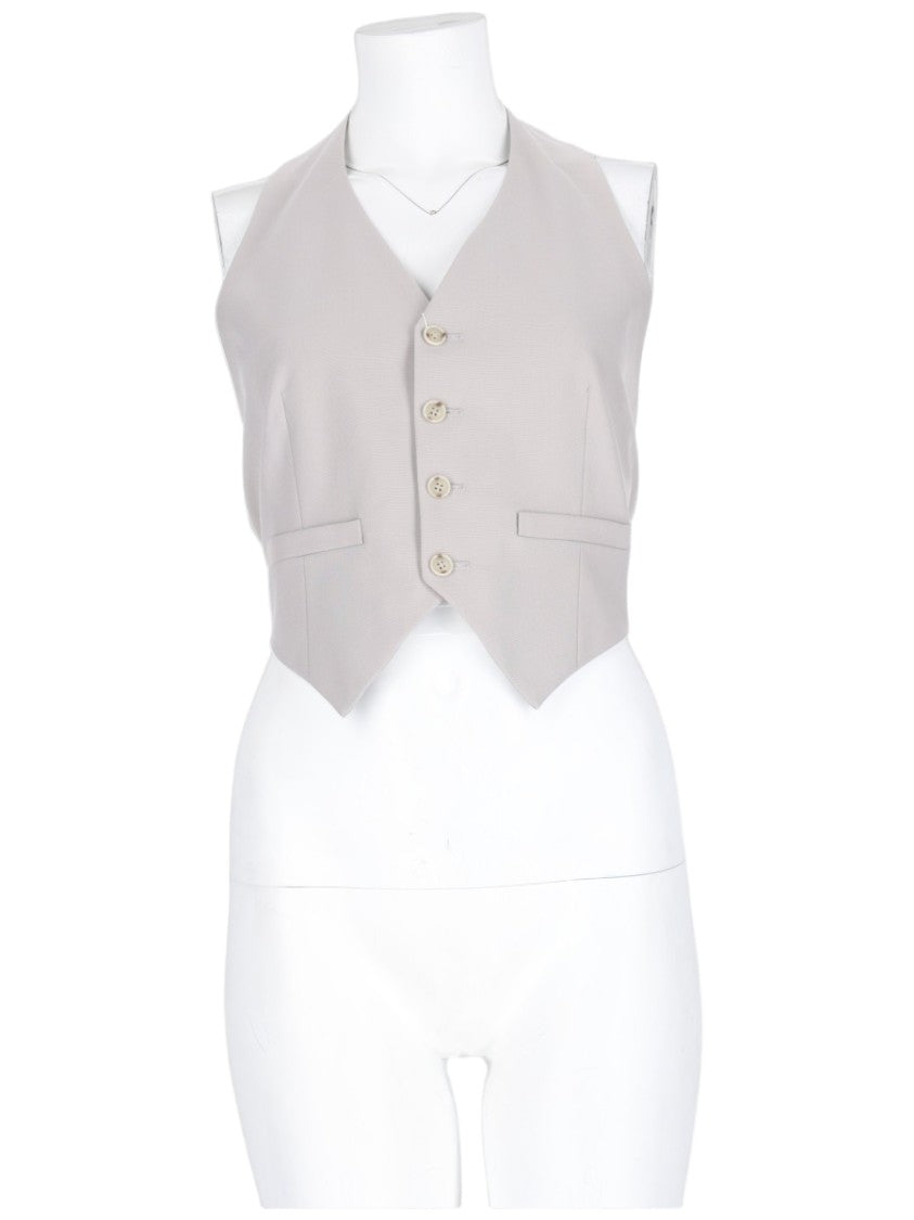 Mm6 By Maison Margiela Grey Tailored Back-Closure Wool-Blend Vest