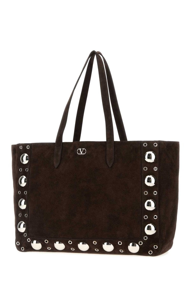 Valentino Garavani Dark Brown Suede Nellcã´Te Shopping Bag