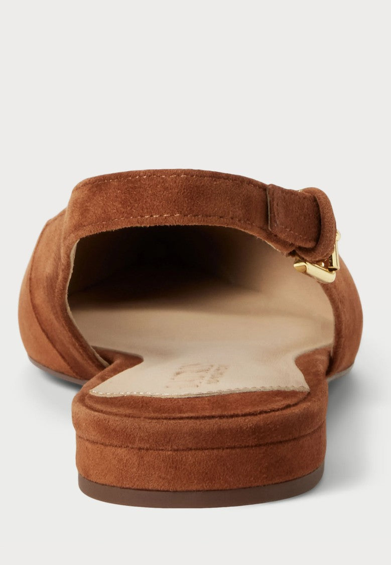 Lauren Ralph Lauren Brown Londyn Suede Slingback Flats