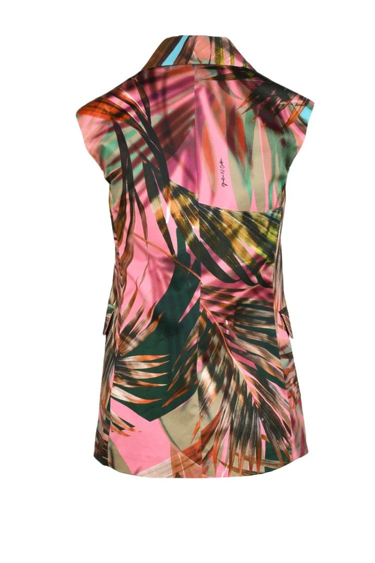 Giulia N Green/Pink Cotton Stretch Vest