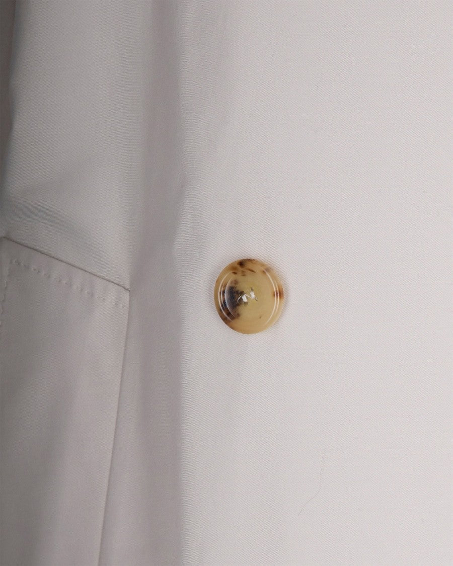 Max Mara Ecru Double-Breasted Long Trench Coat