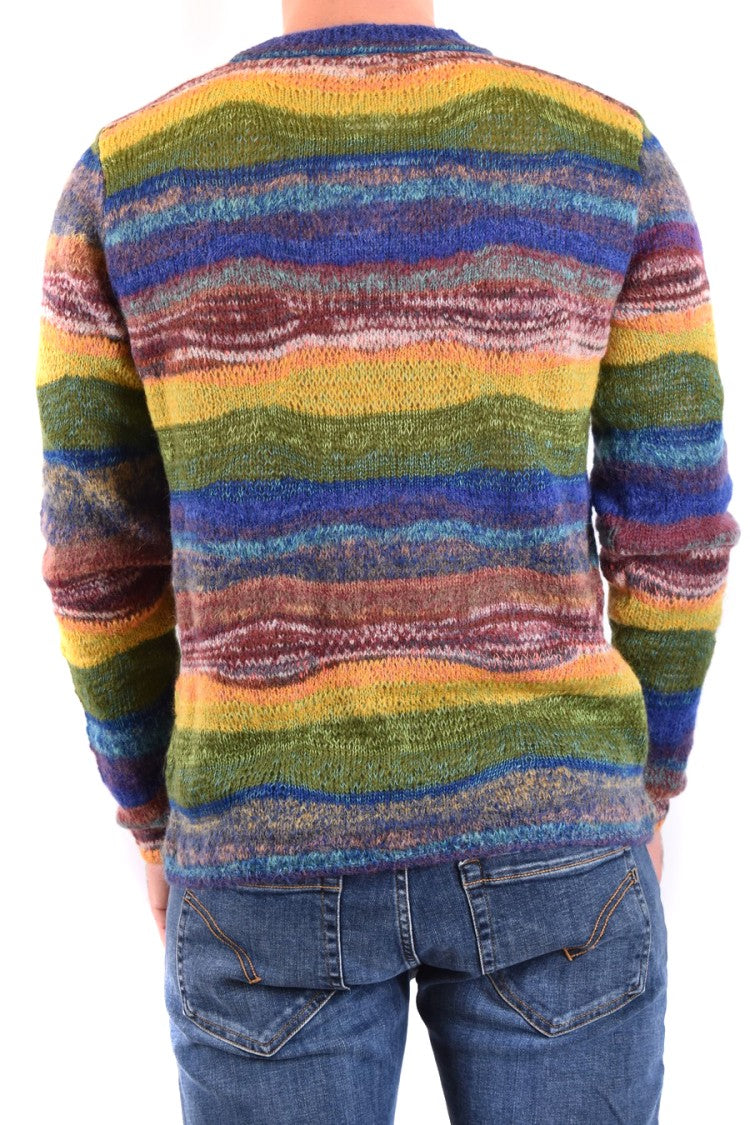 Paura Vibrant Multicolor Knit Sweater Textured Stripe