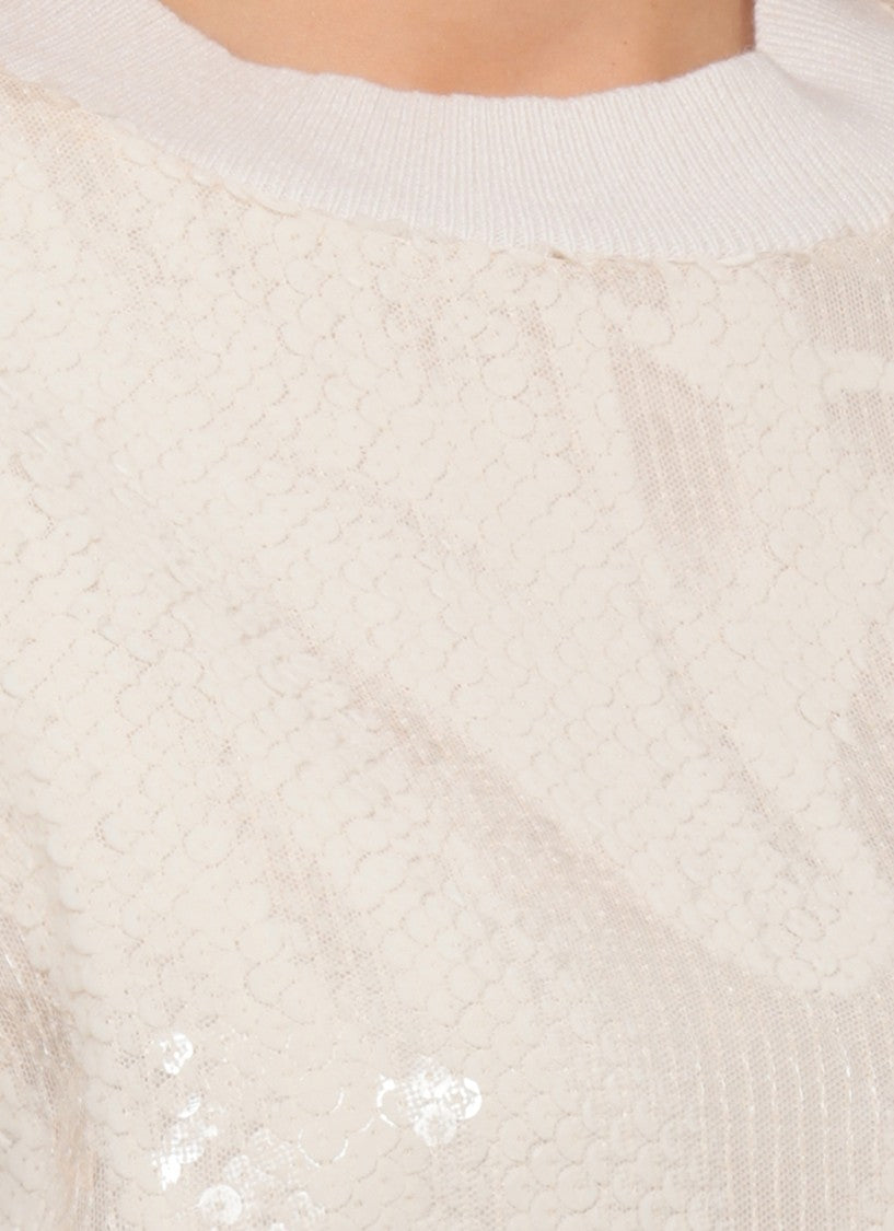 Peserico Aurea Ivory Gilet With Shimmering Sequin Accents