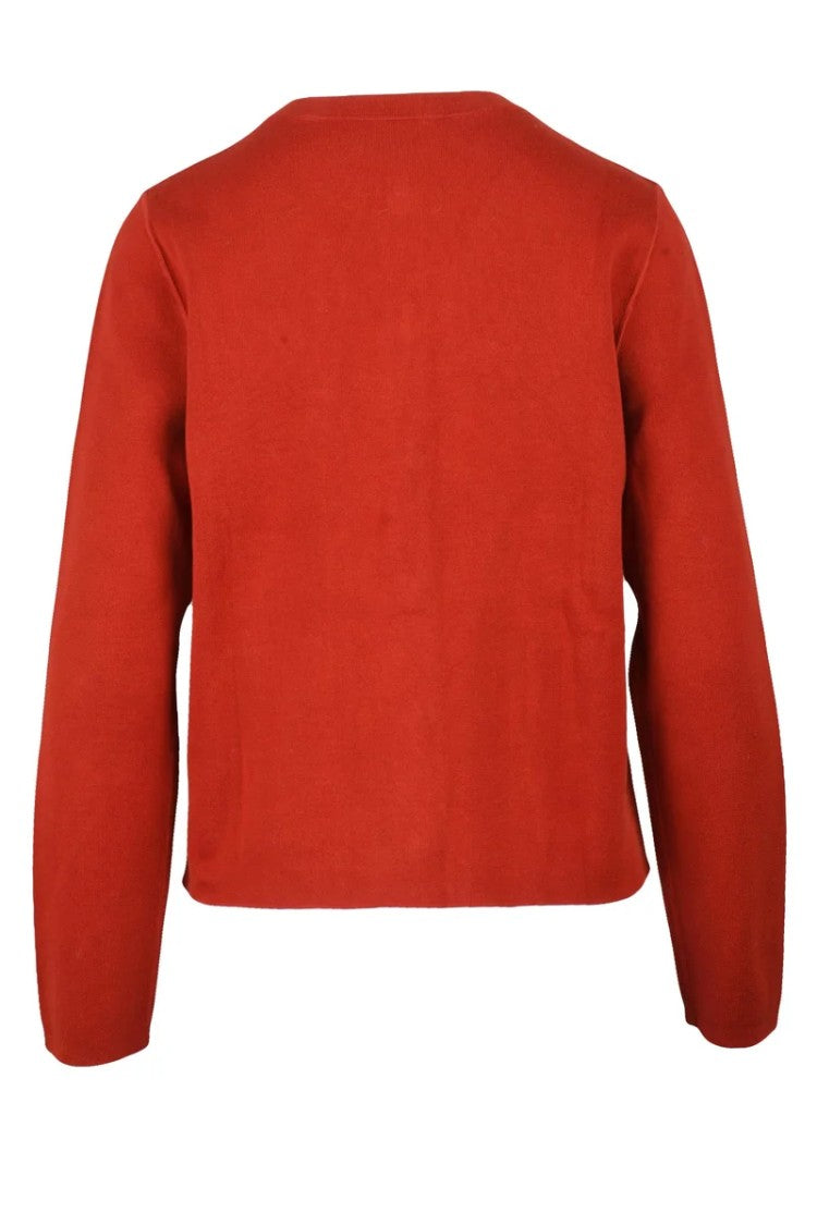 Tommy Hilfiger Red Reversible Crewneck Cardigan
