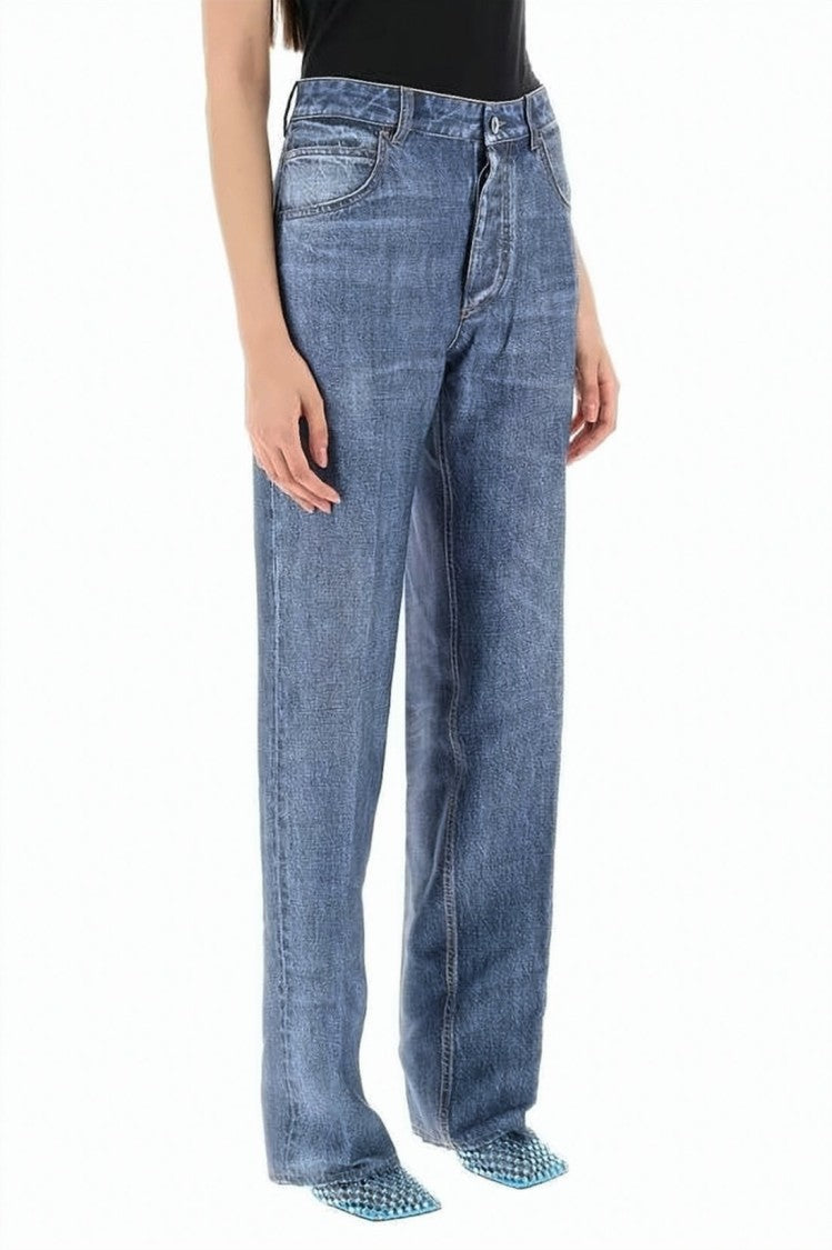 Bottega Veneta Straight-Leg Denim Pants With Subtle Fading