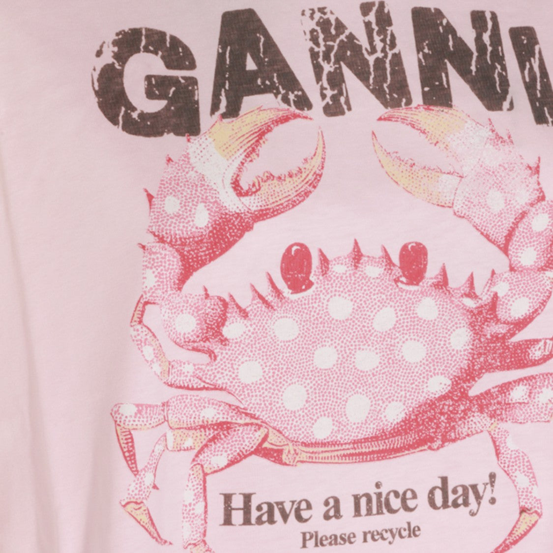 Ganni Graphic Print Cotton Sweatshirt With Crew Neckline