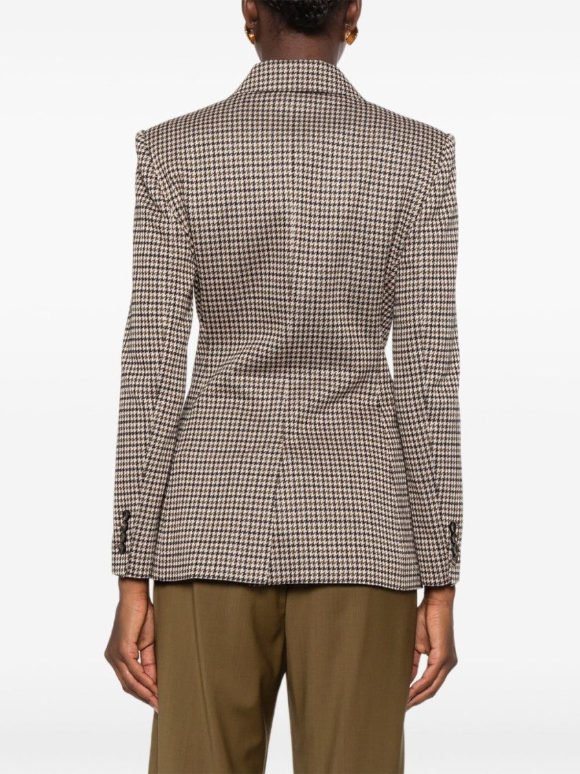 Max Mara Double-Breasted Houndstooth Silk-Nylon Blazer