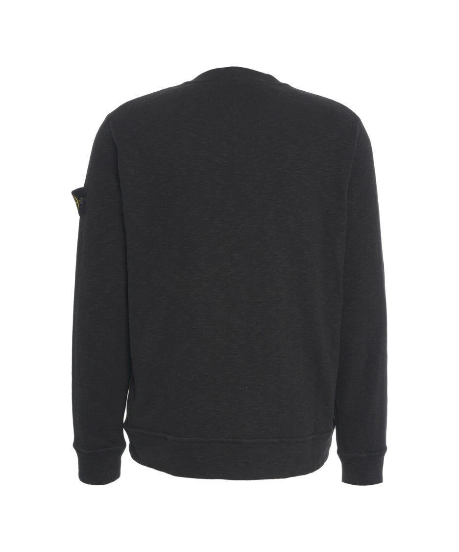 Stone Island Black Sweatshirt With Removable Logo Patch