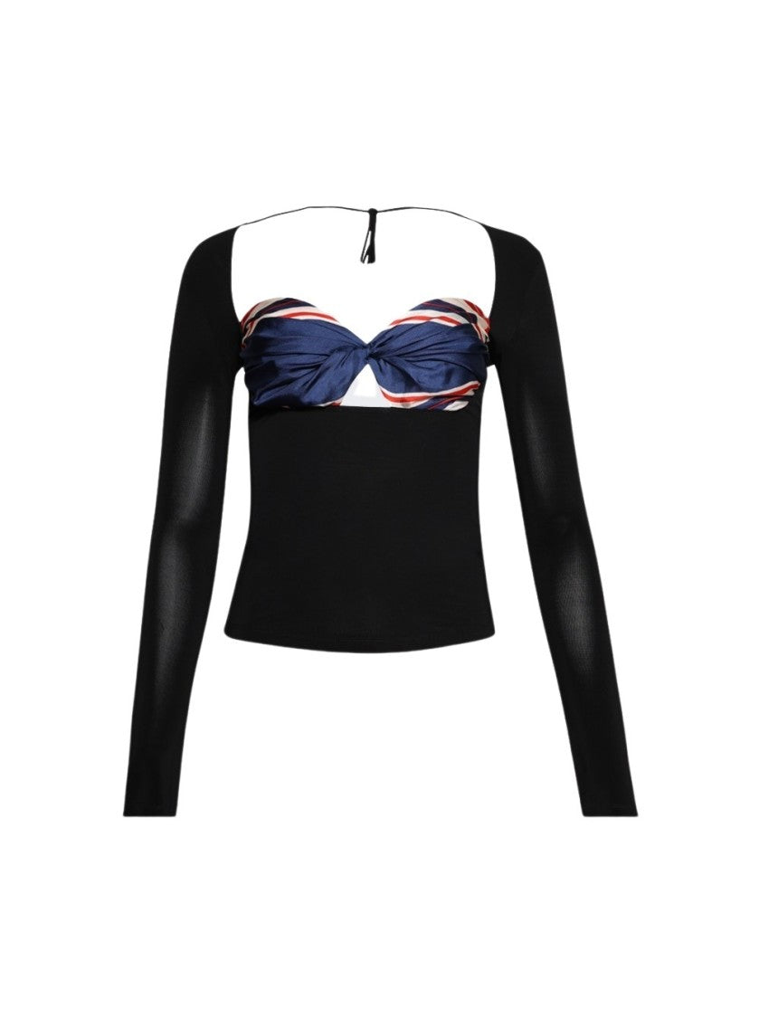 Marine Serre Regenerated Silk Scarf Draped Top Multicolor