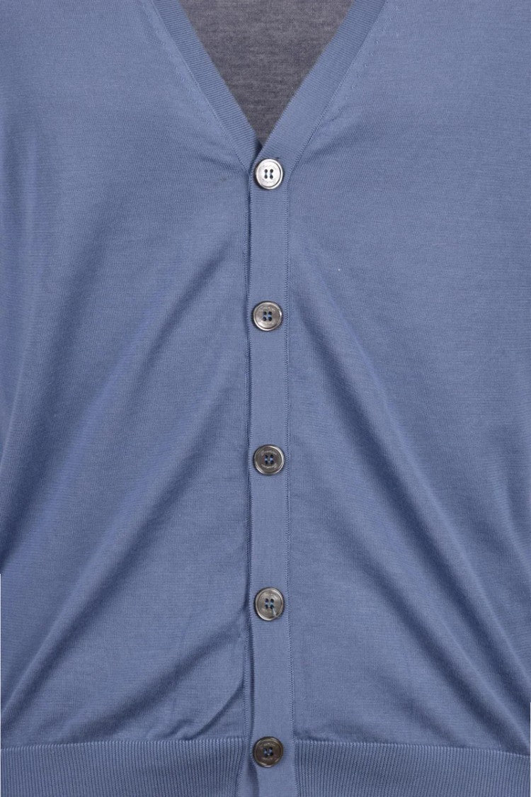 Drumohr Cotton V-Neck Cardigan - Blue
