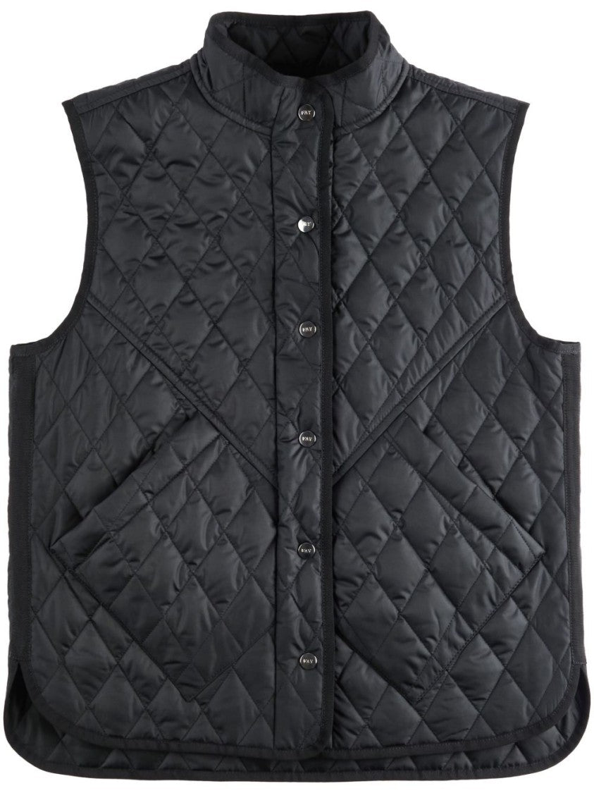 Fay Diamond Quilted Sleeveless Jacket With High Collar