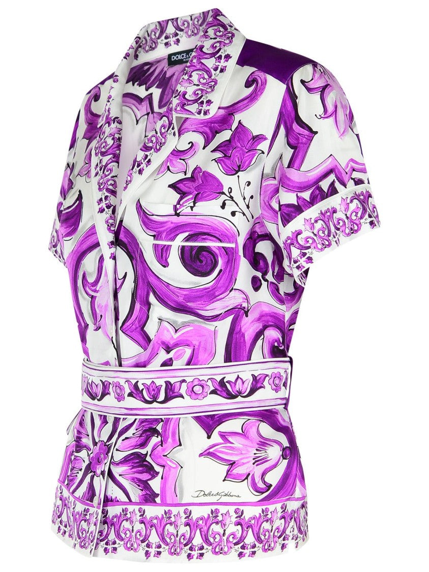 Dolce & Gabbana Majolica Print Silk Twill Shirt