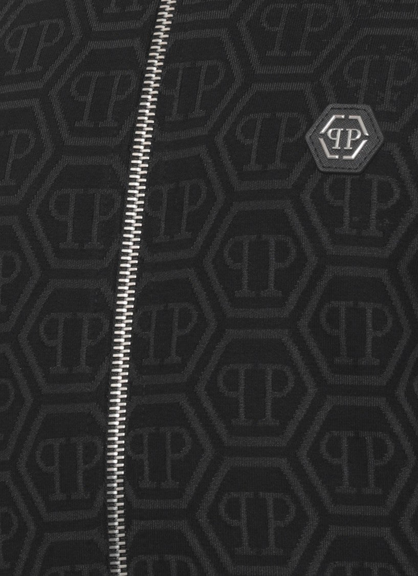 Philipp Plein Black Monogram Paisley Cotton Sweatshirt
