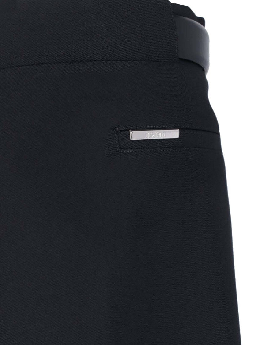 The Attico Asymmetrical Layered Skirt With Belt And Metal Accents