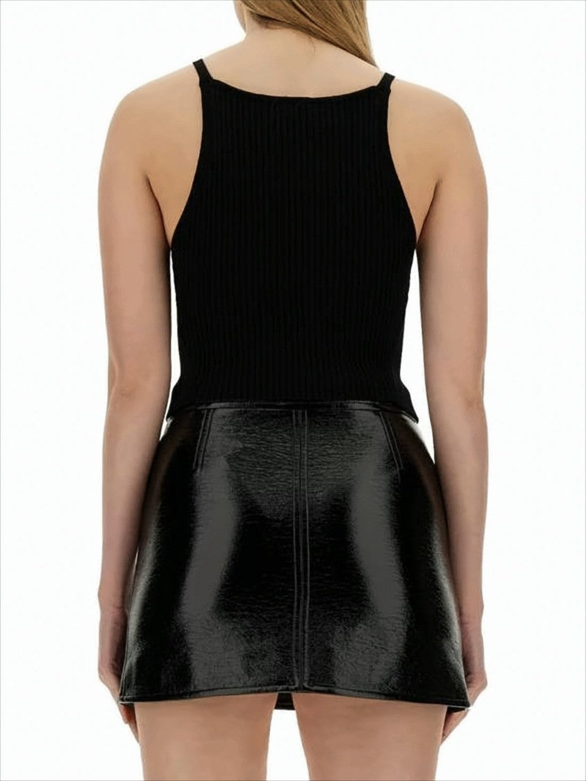 Courrèges Fitted Sleeveless Top With Ribbed Texture And Subtle Logo