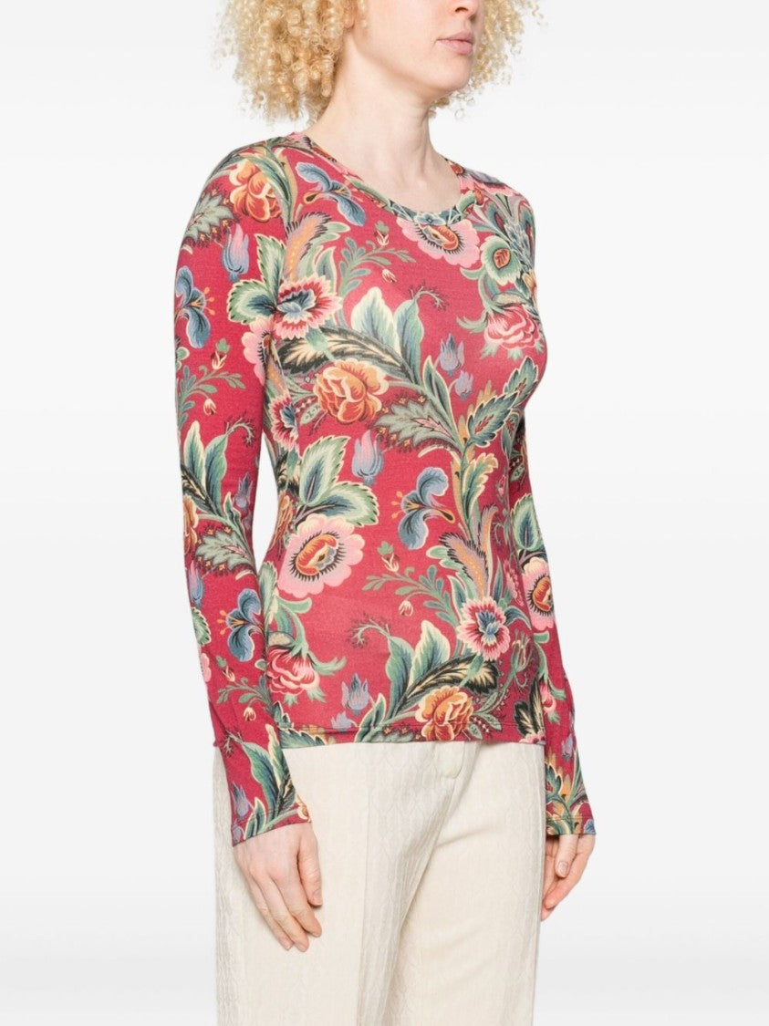 Etro Floral Pattern Long-Sleeved Knitwear Sweater