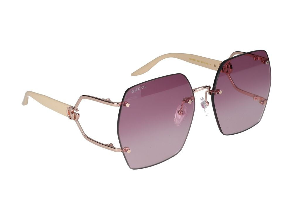 Gucci Gold Gg1562s Metal Oversized Square Sunglasses