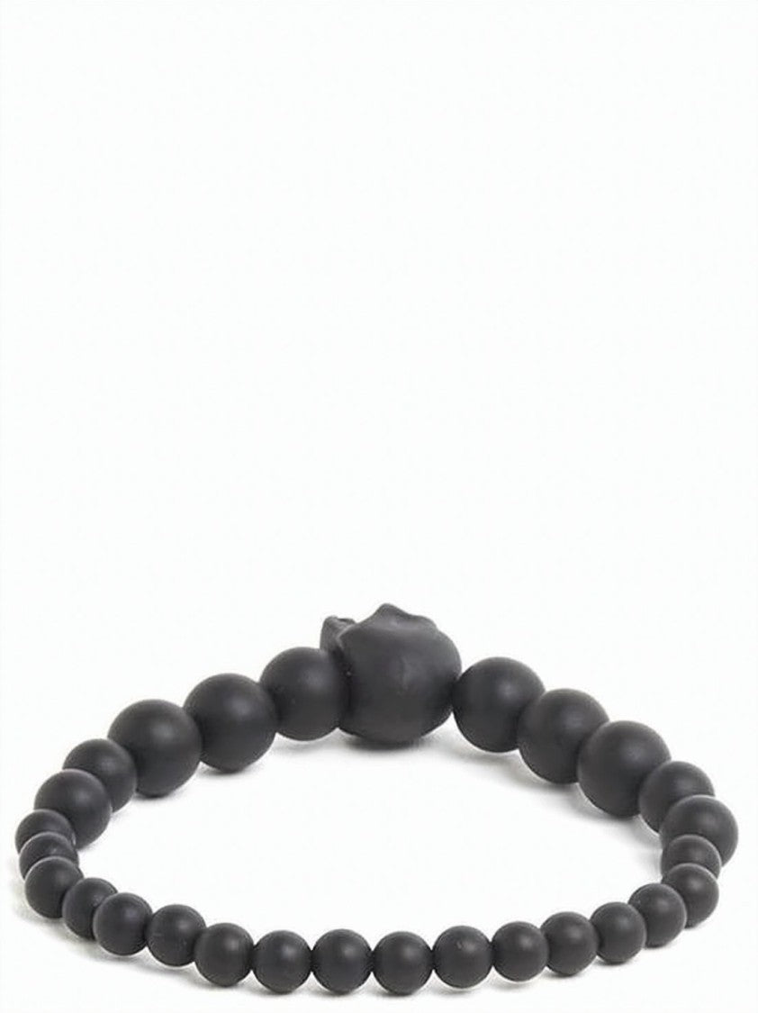 Alexander Mcqueen Matte Black Resin Skull Bracelet
