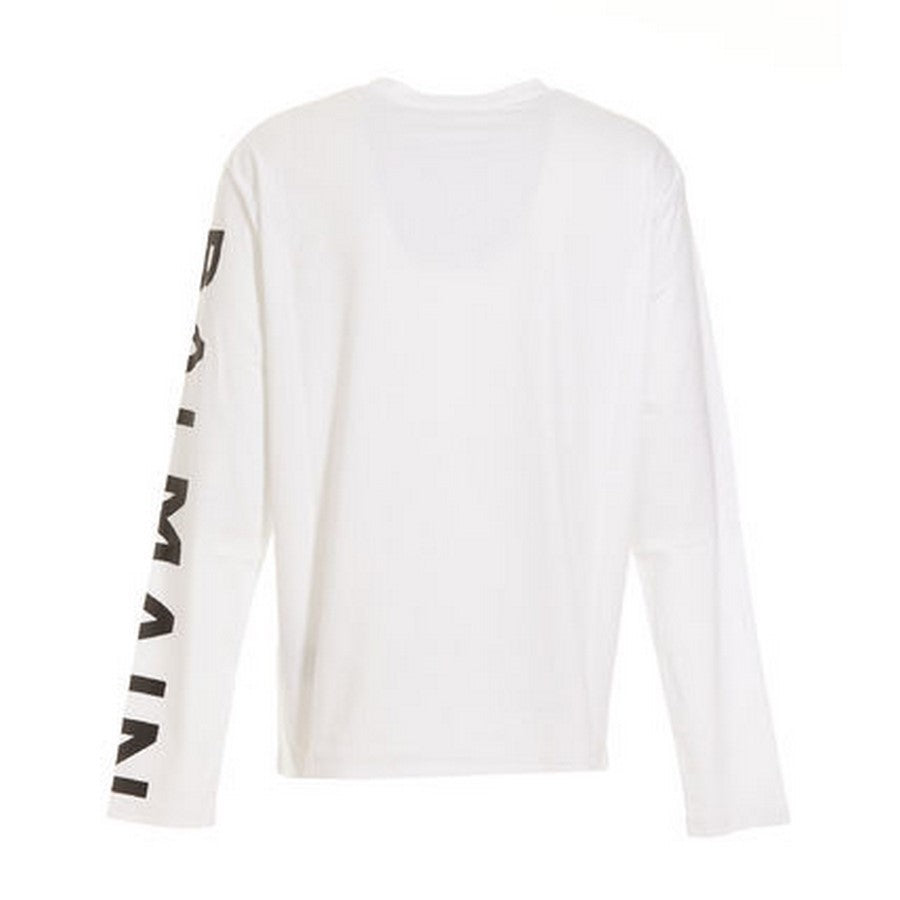 Balmain White Cotton Printed Long-Sleeve T-Shirt