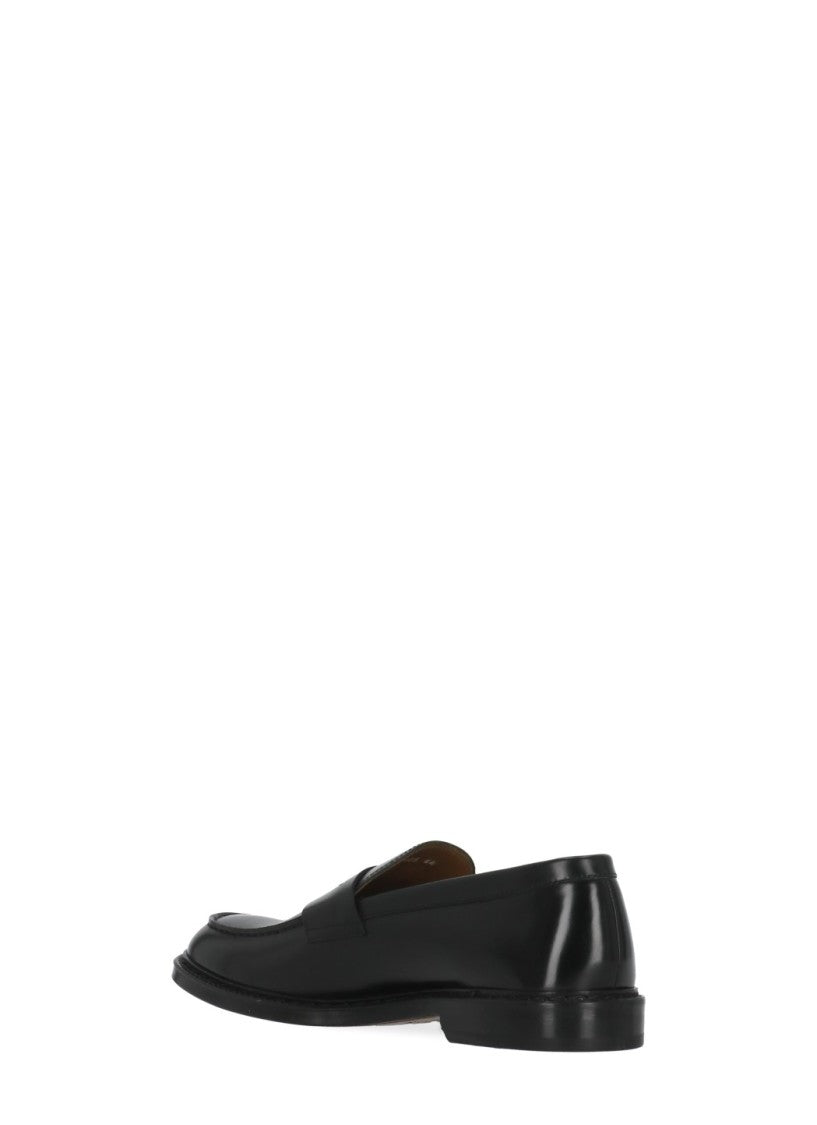 Doucal's Black Smooth Leather Mask Loafers