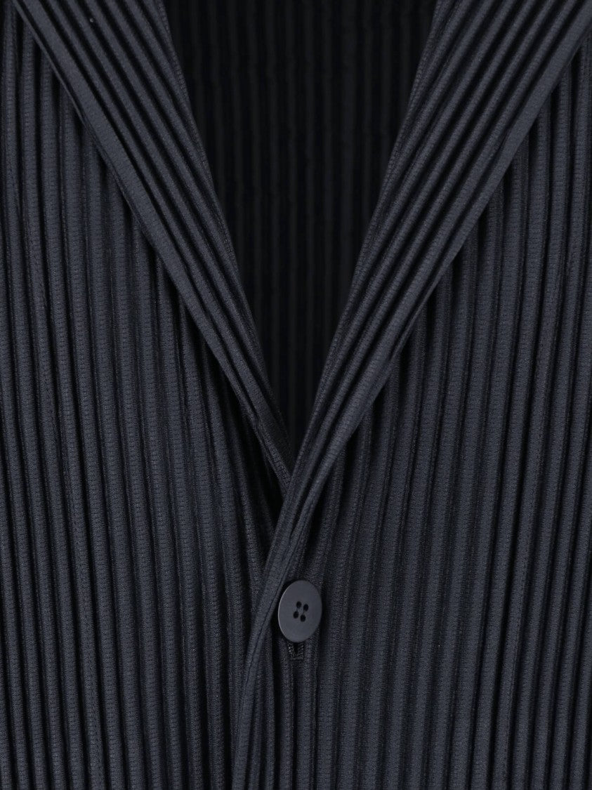 Homme Plissé Issey Miyake Black Pleated Classic Lapel Blazer