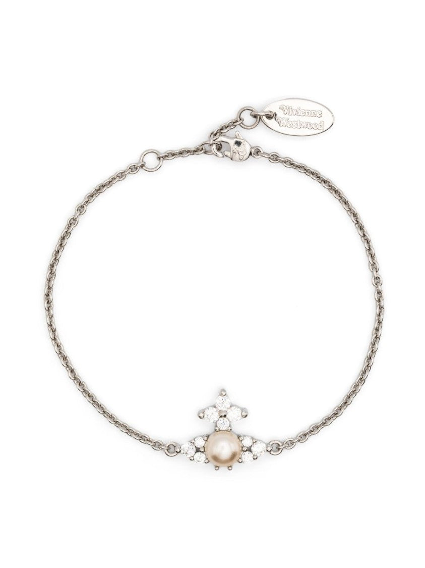 Vivienne Westwood Silver-Tone Orb Crystal Faux-Pearl Bracelet